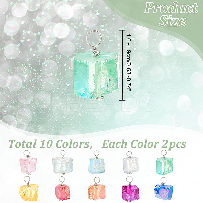 20Pcs 10 Colors Electroplated Natural Quartz Pendants PALLOY-AB00170-1