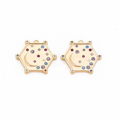 Brass Micro Pave Cubic Zirconia Pendants KK-S364-271D-1