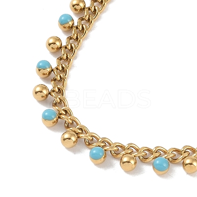 Golden Tone 304 Stainless Steel Enamel Twisted Chain Bracelets BJEW-P321-02G-1
