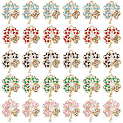 30Pcs 5 Colors Alloy Enamel Pendants ENAM-HY0001-16-1