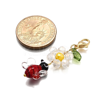 Handmade Lampwork Bees Pendant Decorations HJEW-TA00348-1