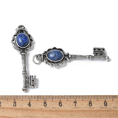 Key Brass Natural Lapis Lazuli Big Pendants KK-D361-01AS-29-1