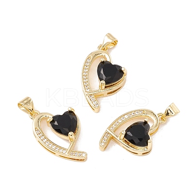 Brass Micro Pave Black Cubic Zirconia Pendants KK-G415-32G-1