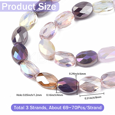 3 Strands Electroplate Glass Beads Strands EGLA-PA0001-25D-1