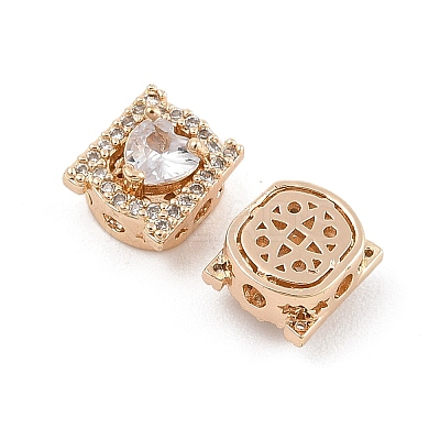 Rack Plating Brass Micro Pave Cubic Zirconia Beads KK-F879-07G-1
