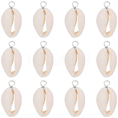 30Pcs Natural Cowrie Shell Pendants SHEL-SC0001-31B-1