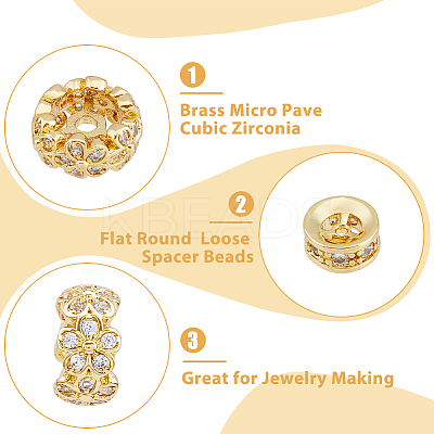 12Pcs 6 Style Brass Micro Pave Cubic Zirconia Spacer Beads KK-DC0003-52-1