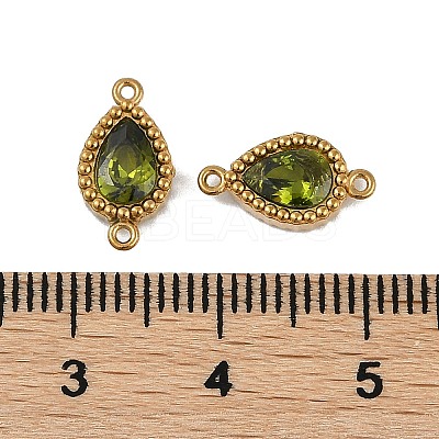 Ion Plating(IP) 304 Stainless Steel Cubic Zirconia Teardrop Links Connector Charms STAS-K256-23G-1