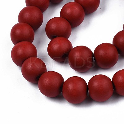 Spray Painted Natural Wood Beads Strands WOOD-S053-57D-1