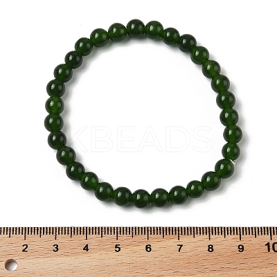 Natural TaiWan Jade Bead Stretch Bracelets X-BJEW-K212-A-019-1