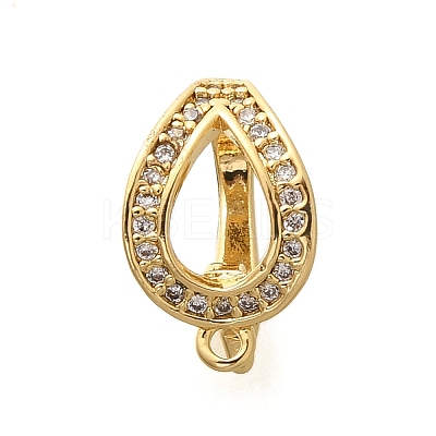 Rack Plating Brass Micro Pave Clear Cubic Zirconia Fold Over Clasps KK-H508-03G-1
