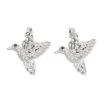 Brass Micro Pave Clear Cubic Zirconia Pendants KK-G533-07E-P-1