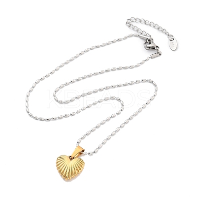304 Stainless Steel Grooved Heart Pendant Necklaces for Women NJEW-S439-03B-GP-1