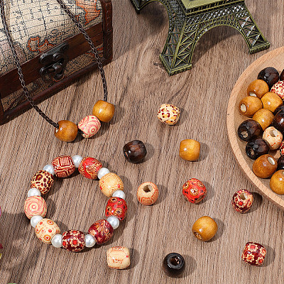 90pcs 3 Colors Dyed Natural Wood Beads WOOD-PA0001-26-1