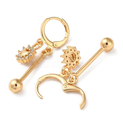 Rhinestone Sun with Heart Leverback Earrings EJEW-K256-39KCG-1