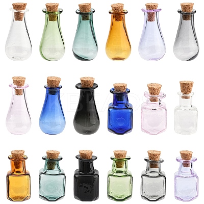 18Pcs 18 Styles Glass Cork Bottles Ornament AJEW-YW0001-52-1