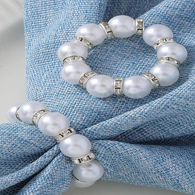 8Pcs Alloy & Imitation Pearl Beads Napkin Rings AJEW-LP0002-67-1
