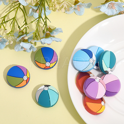 10Pcs 5 Colors Food Grade Eco-Friendly Silicone Beads SIL-CA0002-28-1