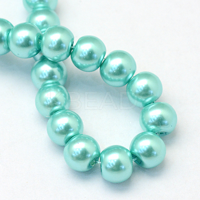 Baking Paint Pearlized Glass Pearl Round Bead Strands LS-HY-Q003-6mm-65-1