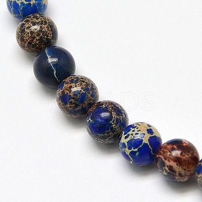 Natural Imperial Jasper Round Bead Strands G-I103-6mm-08-1