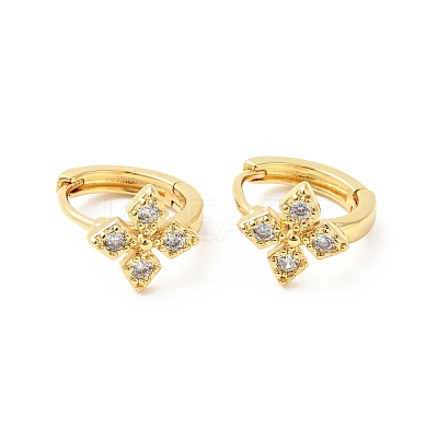 Cubic Zirconia Flower Hoop Earrings EJEW-G312-17G-02-1