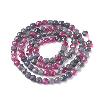 Natural Red Corundum/Ruby and Sapphire Beads Strands G-S362-013-1
