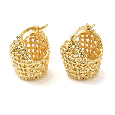 Hollow Basket Brass Hoop Earrings for Women EJEW-G399-03A-G-1