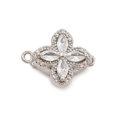 Brass Micro Pave Clear Cubic Zirconia Box Clasps KK-C075-22P-1