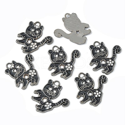 Alloy Enamel Kitten Pendants EA556Y-4-1