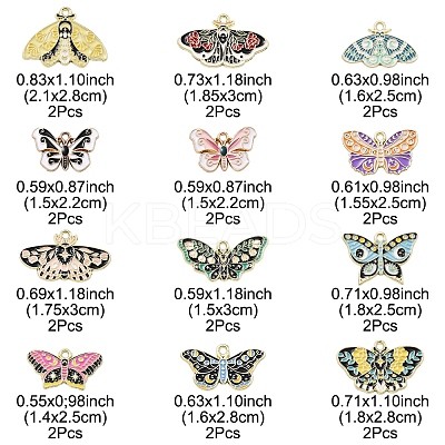 24Pcs 12 Styles Alloy Enamel Pendants ENAM-FS0001-94-1