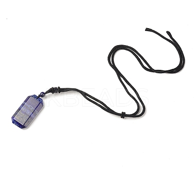 Natural Mixed Gemstone Rectangle Pendant Necklace with Nylon Cord for Women NJEW-C001-01B-1