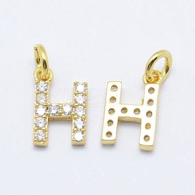 Brass Micro Pave Grade AAA Cubic Zirconia Charms X-ZIRC-P067-11G-H-NR-1