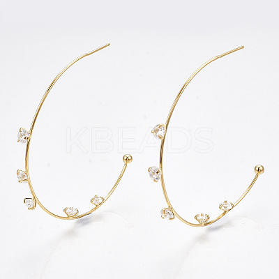 Brass Cubic Zirconia Stud Earrings KK-S350-062G-1