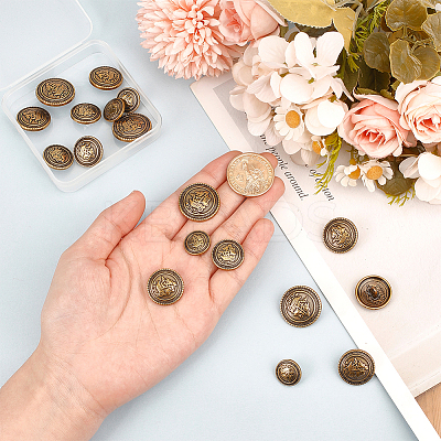 20Pcs 4 Styles Alloy Buttons BUTT-DR0001-04AB-1