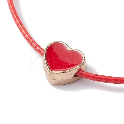 Alloy Enamel Heart Braided Bead Bracelet BJEW-JB09740-01-1