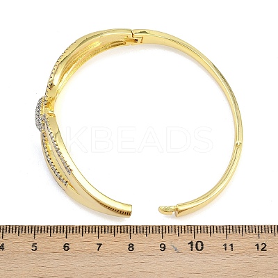 Brass Micro Pave Clear Cubic Zirconia Bangles for Women BJEW-D368-02G-1
