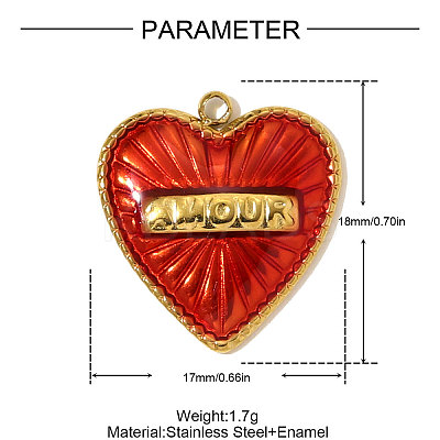 304 Stainless Steel Enamel Pendants STAS-OY010-14G-1