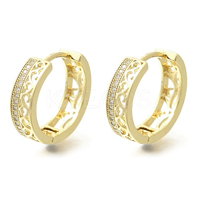 Brass Clear Cubic Zirconia Hoop Earrings EJEW-M047-23G-1