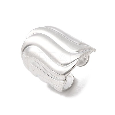 304 Stainless Steel Open Cuff Rings for Women RJEW-K313-17P-1