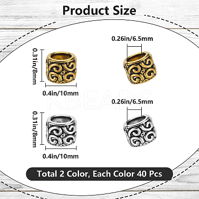 80Pcs 2 Colors Tibetan Style Alloy European Beads MPDL-SP0001-03-1