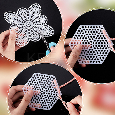 40pcs 10 styles Flower & Butterfly & Hexagon Plastic Mesh Canvas Sheets DIY-WR0003-49-1