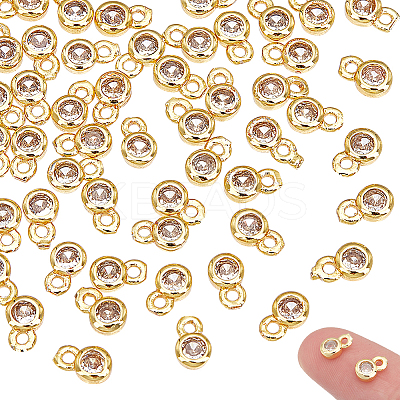 60Pcs Brass Micro Pave Cubic Zirconia Charms KK-UN0006-83G-1