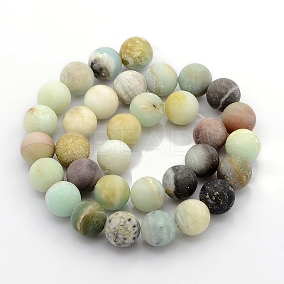 Natural Frosted Flower Amazonite Round Beads G-D616-8mm-1