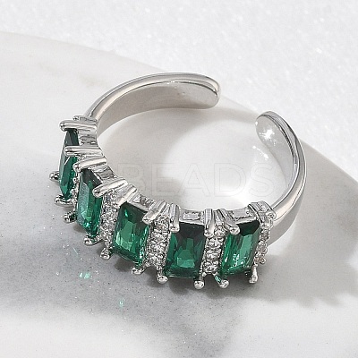 Brass Micro Pave Cubic Zirconia Cuff Open Rings for Women RJEW-L343-16P-03-1