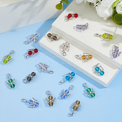 40Pcs 8 Styles Angel Glass & Alloy Pendant Decorations HJEW-FH00076-1