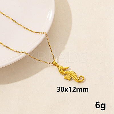 Stylish Ocean 304 Stainless Steel Sea Horse Pendant Necklace for Women ZE1503-8-1