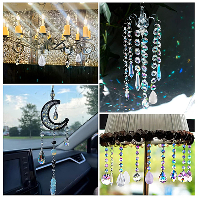 96Pcs 8 Colors Teardrop Glass Charms GLAA-HY0001-50B-1