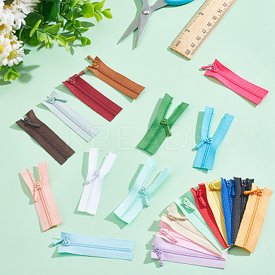 20Pcs 20 Colors Polyester & Plastic Mini Zip-fastener FIND-DR0001-10-1
