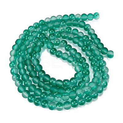 Frosted Transparent Glass Bead Strands GLAA-P065-6mm-14-1