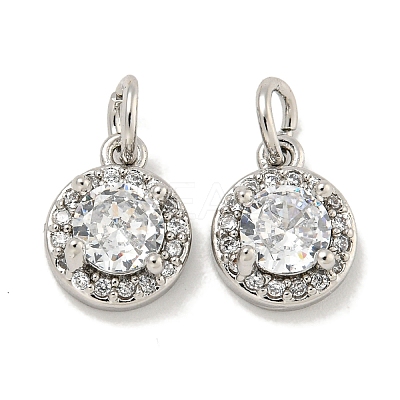 Brass Micro Pave Clear Cubic Zirconia Pendants KK-P275-30P-1
